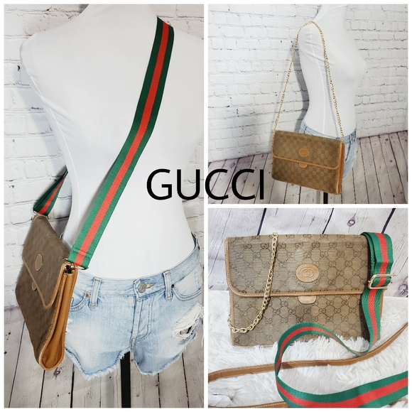 Gucci auth vintage brown crossbody shoulder bag